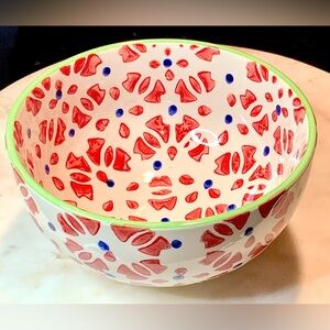 SIGNATURE HOUSEWARES BOWL SOUP CEREAL RED BLUE GREEN NEW 6IN BOHEMIAN DESIGN